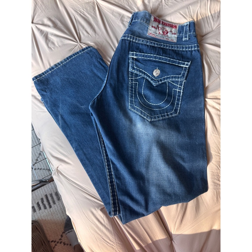 Y2K Vintage True Religion Joey Super T Men Blue Flare Jeans Made in USA Size 40